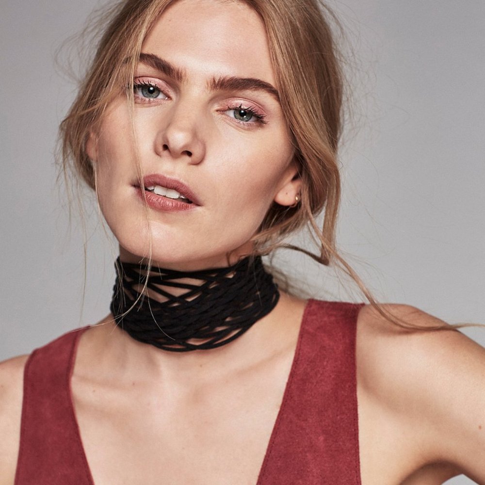 FREE PEOPLE Leather Net Choker